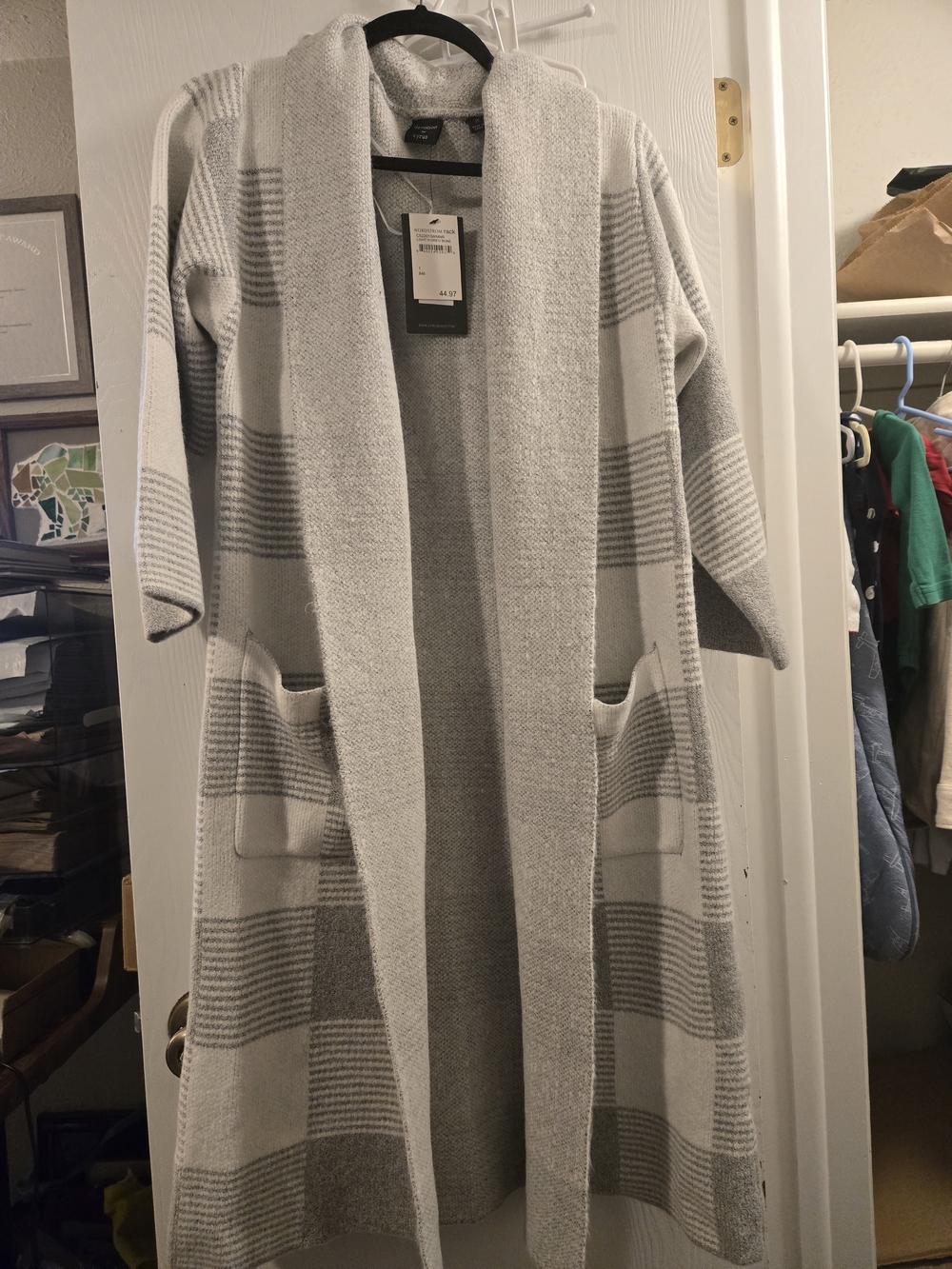 Devotion By Cyrus, NWT, Light Gray Open-Front Long Cardigan Sweater